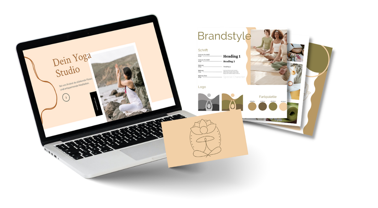 Website und Design Paket, bestehend aus Logo, Brandstyleguide und Website.